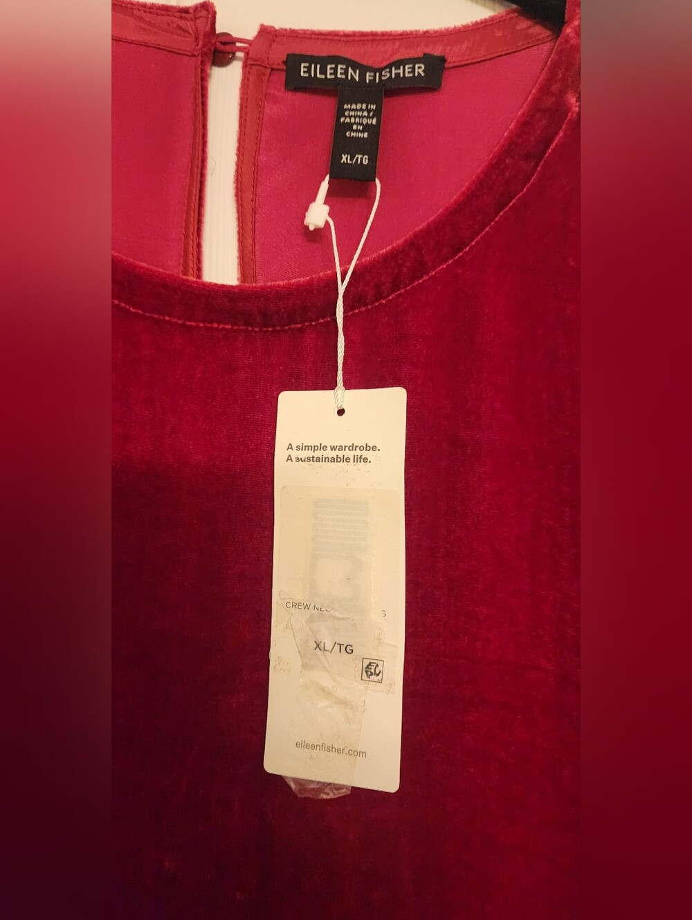 Eileen Fisher Size Xl Red Velvet Midi Swing Dress Christmas Party Nwt - Picture 7 of 10